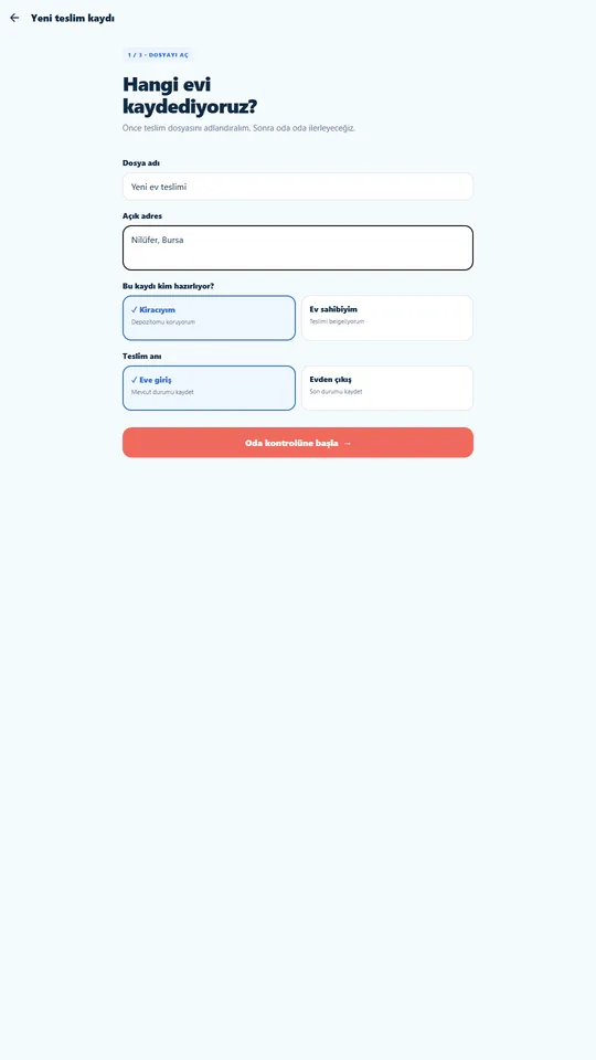 Depozito Kalkanı yeni teslim kaydı formu